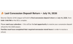 Last Concession Deposit Return, July 14th, 2026
